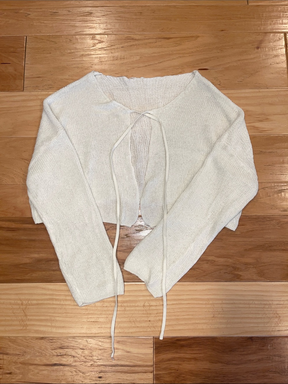 Cream Knit Tie-Front Women's Sweater